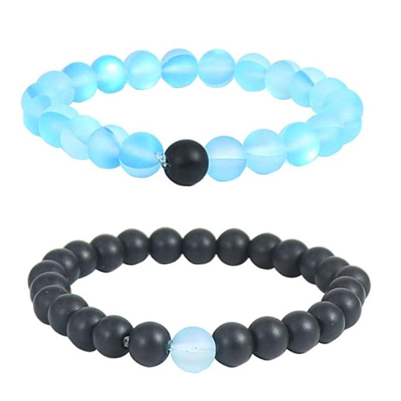 Bracelets de Couple Oeil de Tigre Mat & Pierre d'Agate - Perles de 8mm, Style Étudiant