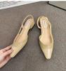 Large Size Low-heeled Women's Sandals - Fashionable New Style, Can Be Paired with Skirts, French Pointed-toe Open Heel Shoes