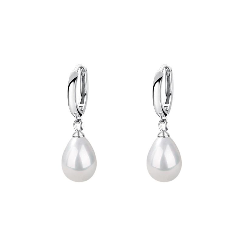 Authentic 925 Sterling Silver Water Drop Shell Pearls Stud Earrings For Women Wedding Party Temperament Jewelry