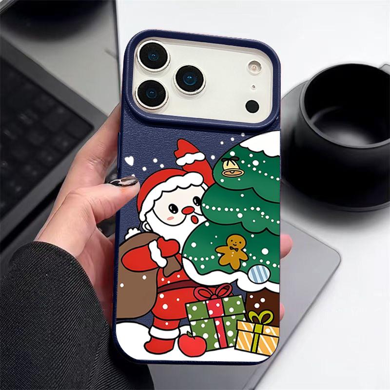 Świąteczny prezent Etui na telefon dla iPhone Air 17 16 Pro Max 15 14 13 12 Pro Max 11 16e Wstrząsoodporne Miękkie Silikonowe Pokrowiec z Teksturą Skóry