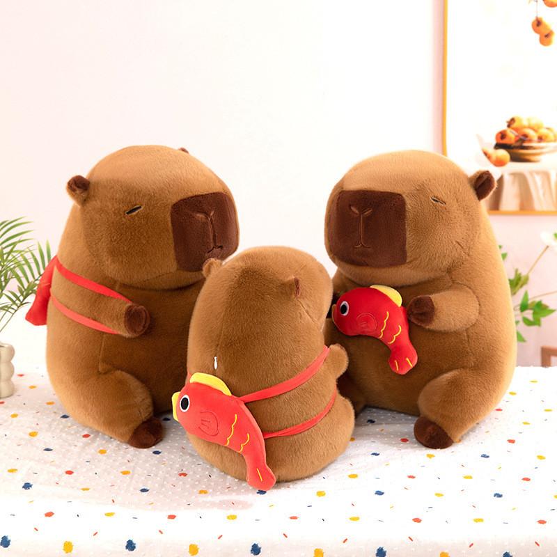Capybara Fortune Tree Chef Plush Toy Koi Fish French Fries Backpack Gift Kids