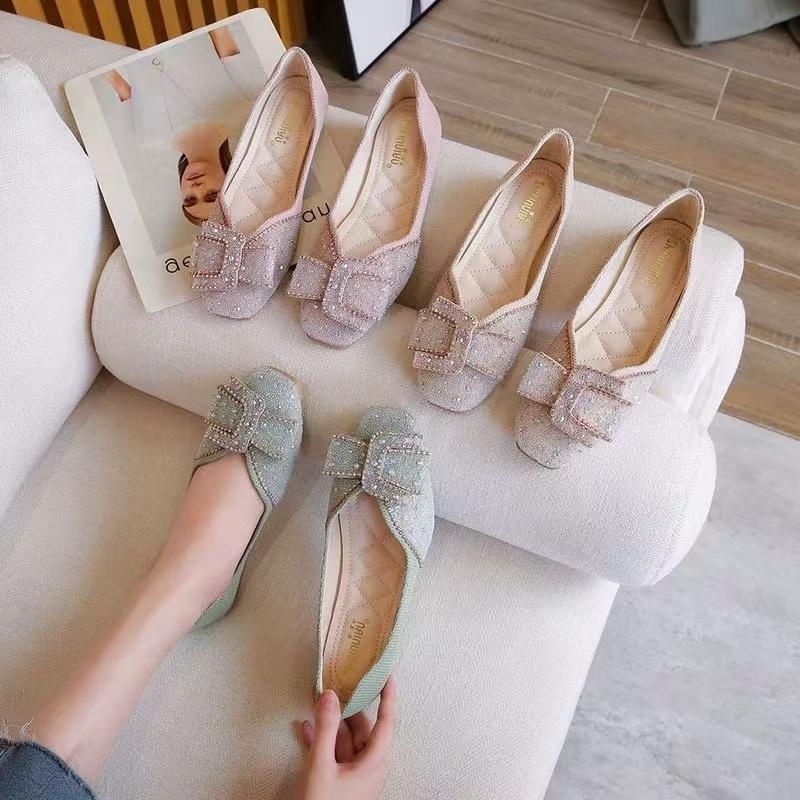 Fashion Women's Flat Shoes Moccasins Korean Style Ladies Footwear Square Toe Hot Trendy and Low Price Lastest High Quality Fashion