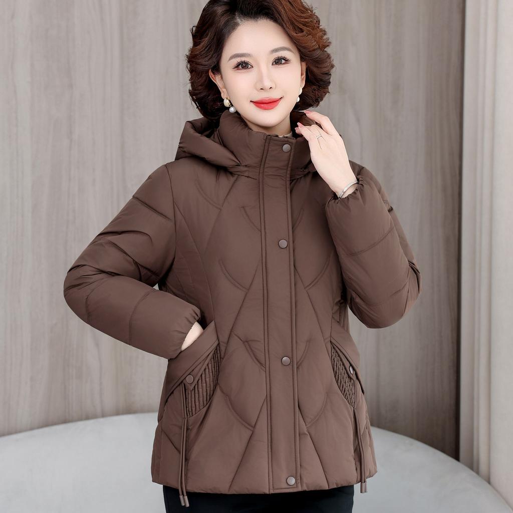 New Winter Mother Dress Fashionable Hooded Loose Cotton Coat Cotton Clothes Versatile Removable Hat Women's Jacket