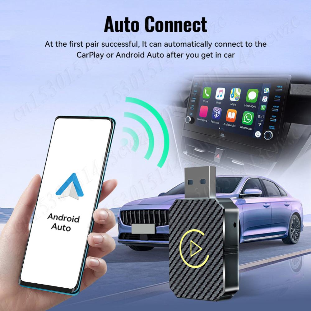 2 in 1 Wired to Wireless Carplay Android Auto Adapter Mini Box Car USB Dongle Plug&Play for OEM Wired CarPlay/Andriod Auto Cars