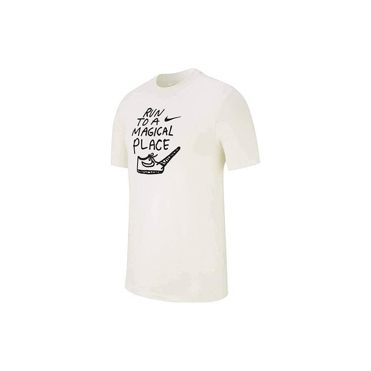 Nike T Shirts Men's White Crew Neck Moderate Straight Fit AO0650-133