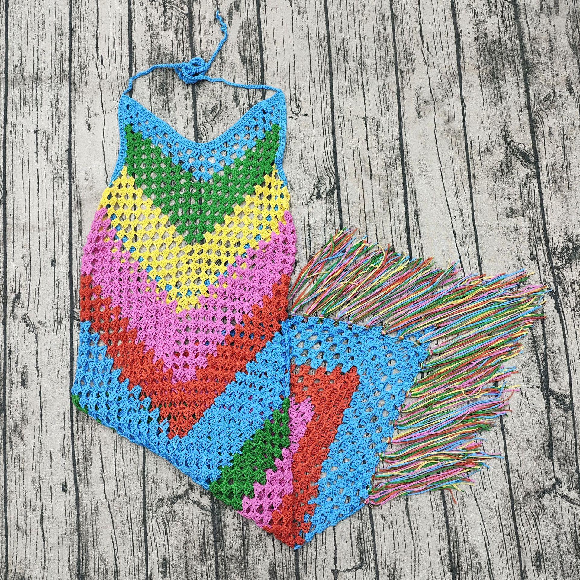 

Вязаное крючком вручную пляжное свадебное платье и накидка для купальника Extra Large