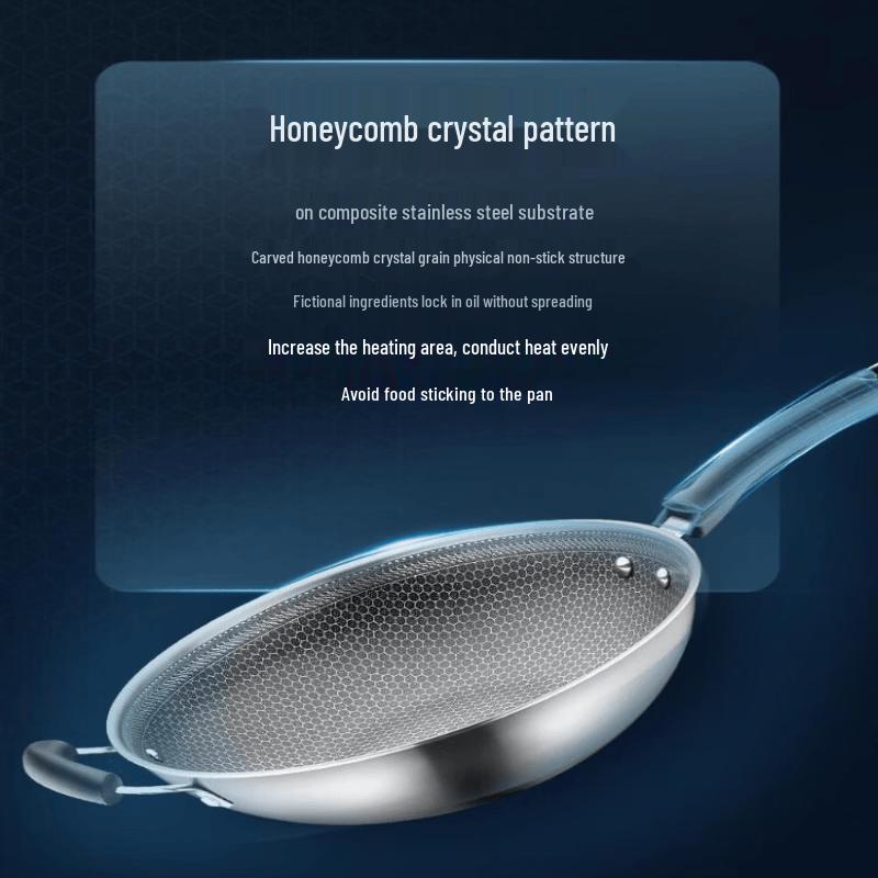 Supor Crystal Diamond Honeycomb Stainless Steel Wok