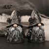 Wizard Hat Gnome with Stars Halloween Gothic Resin Figurine, Dark Faceless Doll for Witchcraft Decor Desk Shelf, Spooky Home Ornament, Trick or Treat