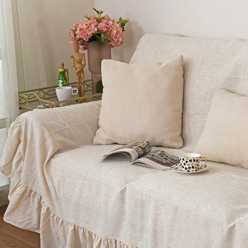 Sofaüberwürfe Schonbezüge Weiche Sofadecke Rüschen Terylen Baumwolle Wohnzimmer für Haustiere Mehrzweck Extra Groß Möbel Dekorativ