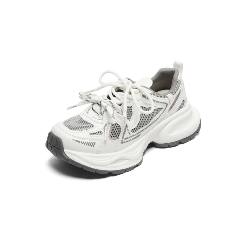 Mesh breathable dad shoes women's spring and summer new thick-soled heightening small sports shoes leather casual shoes