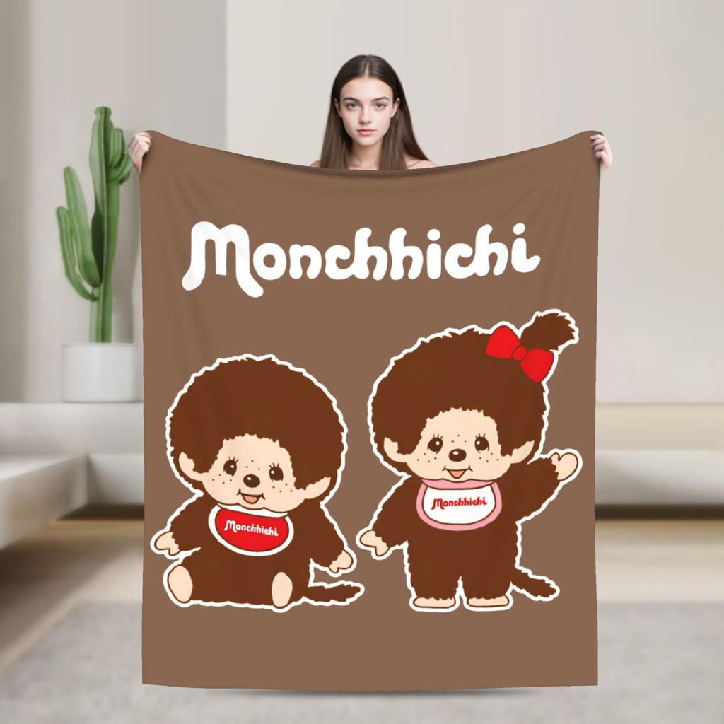 Monchhichis Kun Chan Pärchen Decke Niedliche Cartoon Flanell Tolle Warme Überwurfdecke für Bettwäsche Wohnzimmer Herbst/Winter Outdoor