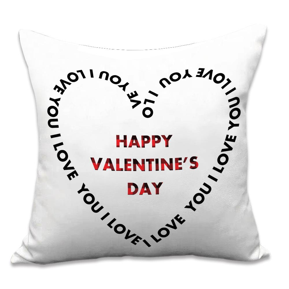 Valentine's Day Letters Black and White Cotton Linen Super Soft Peach Leather Velvet Pillowcase Sofa Home Cushion Cover