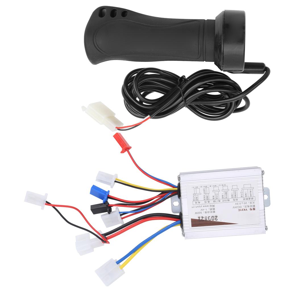 24V 500W Brushed Speed Controller with Long Wire Throttle Grip for Electric Bike Scooter Tricycles