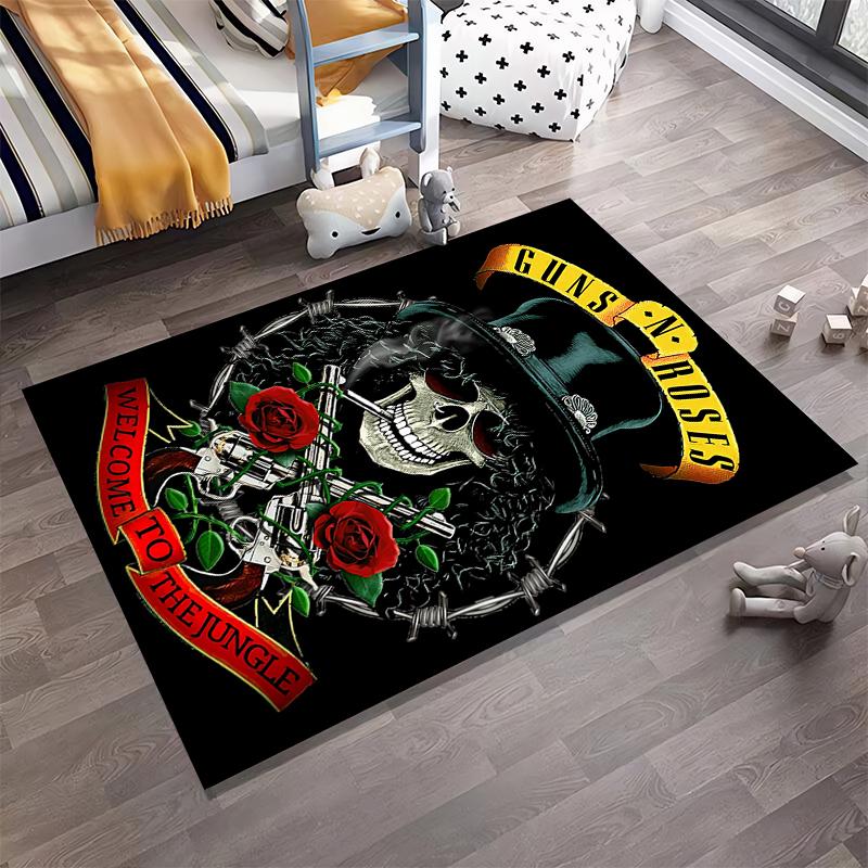 Guns N' Roses Cross Design Rug Non-slip rug suitable for living room and bedroom sofas