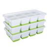 Ice Cube Tray with Lid Bin Tong Set 8 Cavity Soft Bottom Square Silicone Ice Cube Mold for Freezer