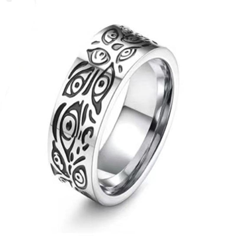 Trendy Titanium Steel Evil Eye Ring Hip Hop Stylish Finger Jewelry