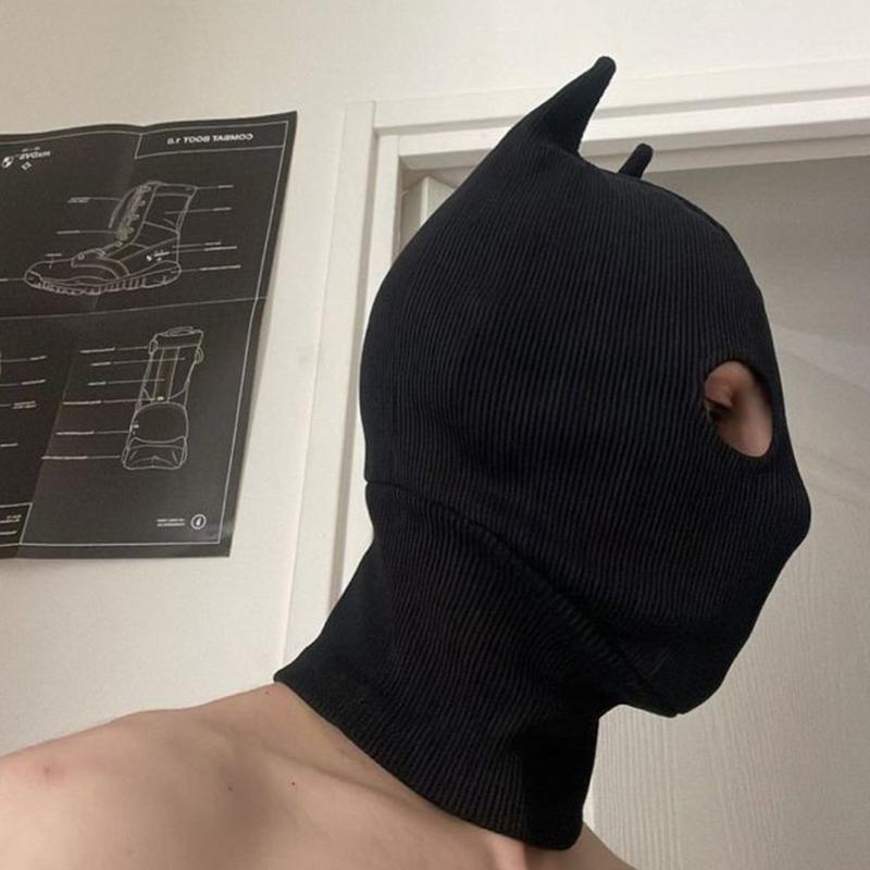 High Street Funny Style Personality Black Cartoon Batman Mask For Halloween Cosplay Masked Hat