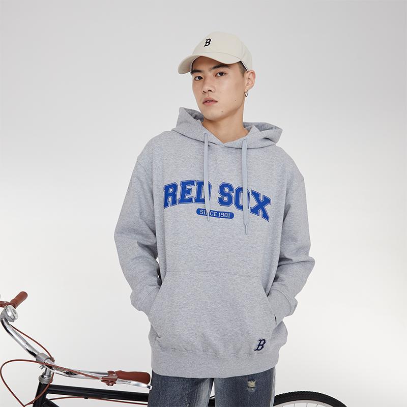 MLB College Style Series Sweatshirts Unisex Gray Hooded Moderate Regular 3AHDV0134-43MGS