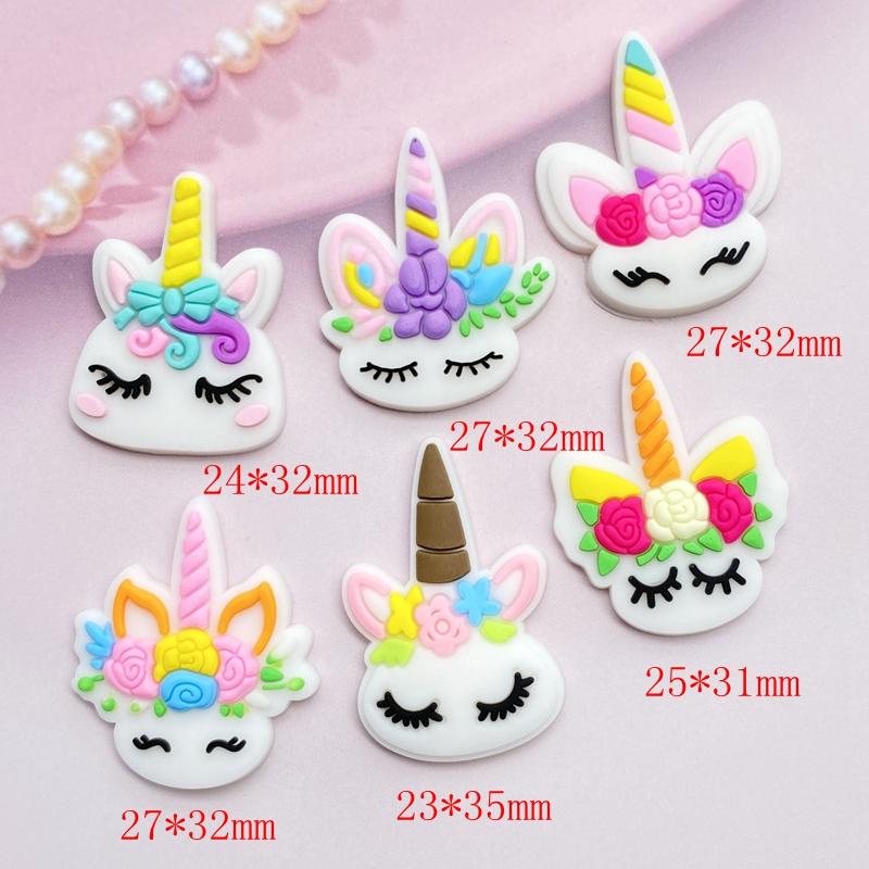 12pcs Cute Mini Unicorn head PVC flexible glue Flat back DIY Scrapbook Embellishment Phone Craft Decoration E98