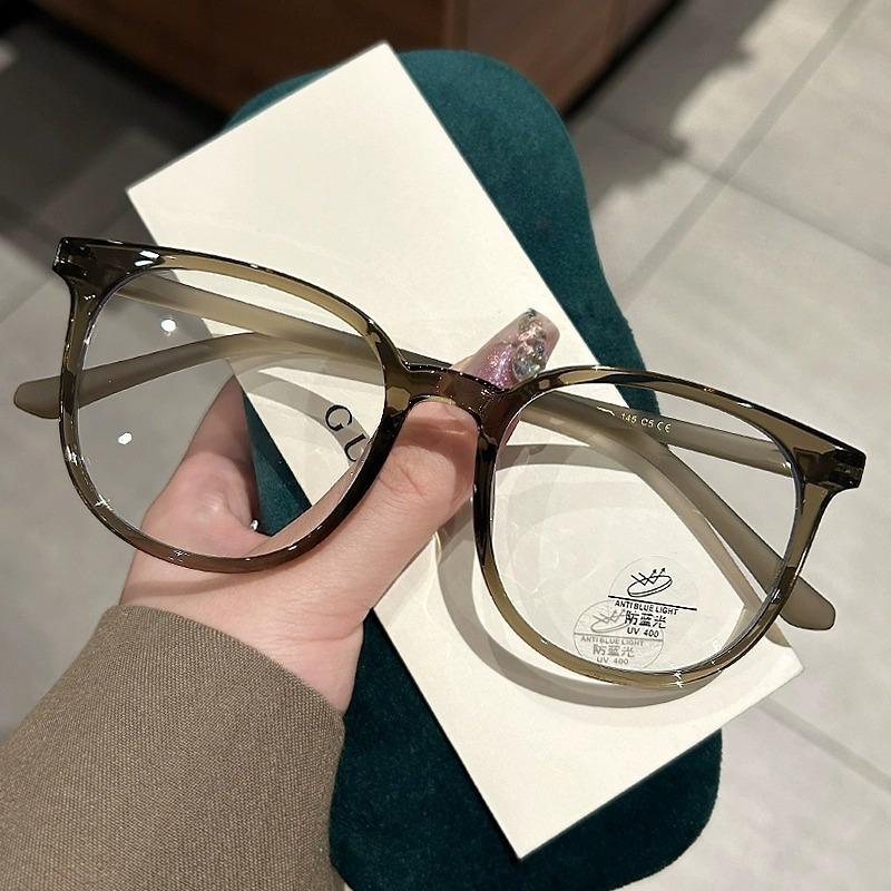 Pochromic Anti Radiation Glasses for Men and Women Simple Oval Anti-blue Transition Eyeglasses Outdoor Shade Sunglasses