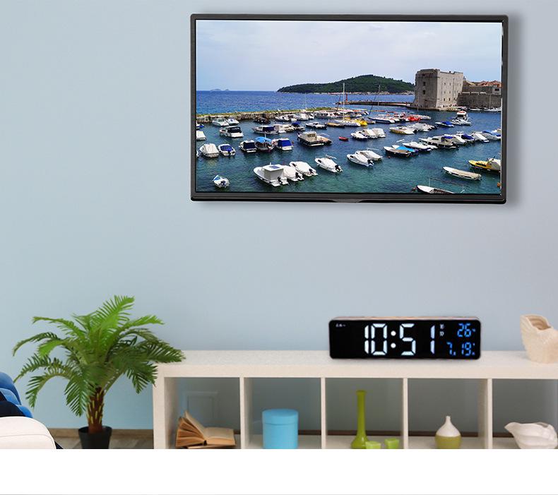 Rechargeable LED Digital Alarm Clock with Temperature Display and Snooze Function - Wall or Bedside Use.