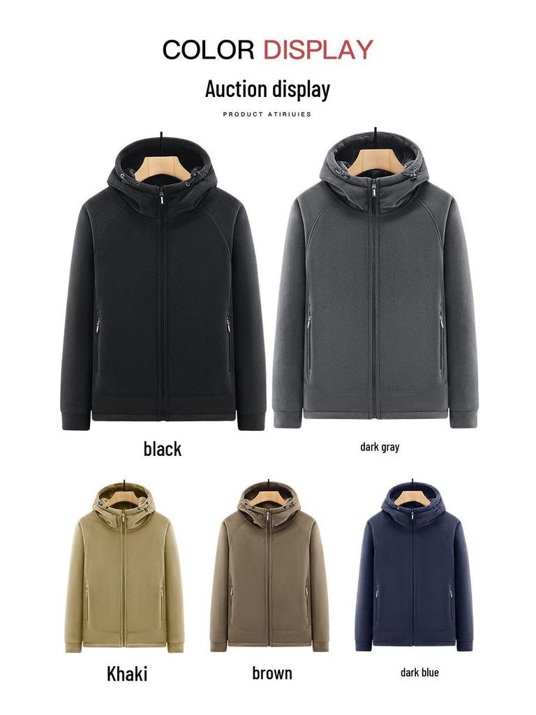 Vielseitige Sherpa Fleece Hoodie Jacke - Warmes Baumwoll-Oberteil für Herbst/Winter Outdoor-Sportarten