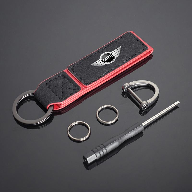 Car Metal Leather Logo Key Chains Emblem Key Rings For BMW Mini Cooper R50 R53 R55 R56 R60 R61 F54 F55 F56 Keychain Accessories uylez55