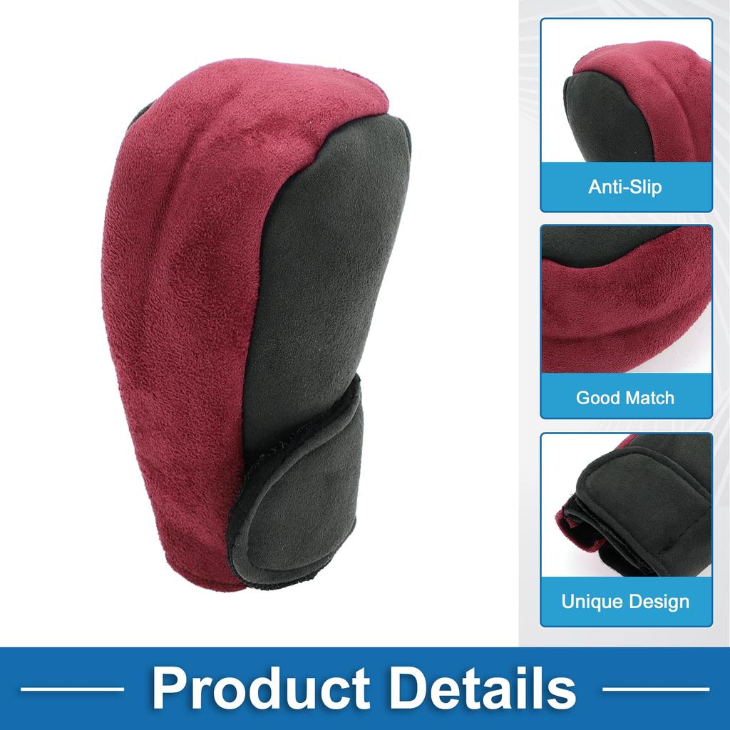 A ABSOPRO Gear Shift Knob Cover Decoration 11x5.5cm/4.33"x2.17" Stick Shift Handle Protector Suede Red 1pc