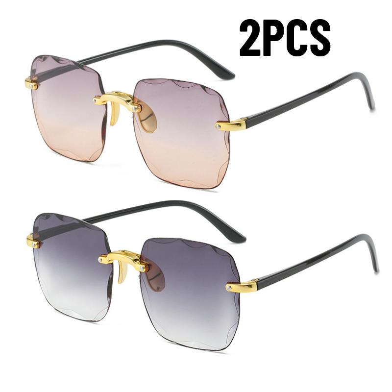 1/2PCS Rimless Women Sunglasses Fashion Gradient Lenses Vintage Alloy Legs Classic Designer Shades UV400 Protection