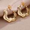 Gold Plating Heart Shape Hoop Earrings For Women Twisted Heart Geometric Shape Simple Design Ins Summer Jewelry Earrings