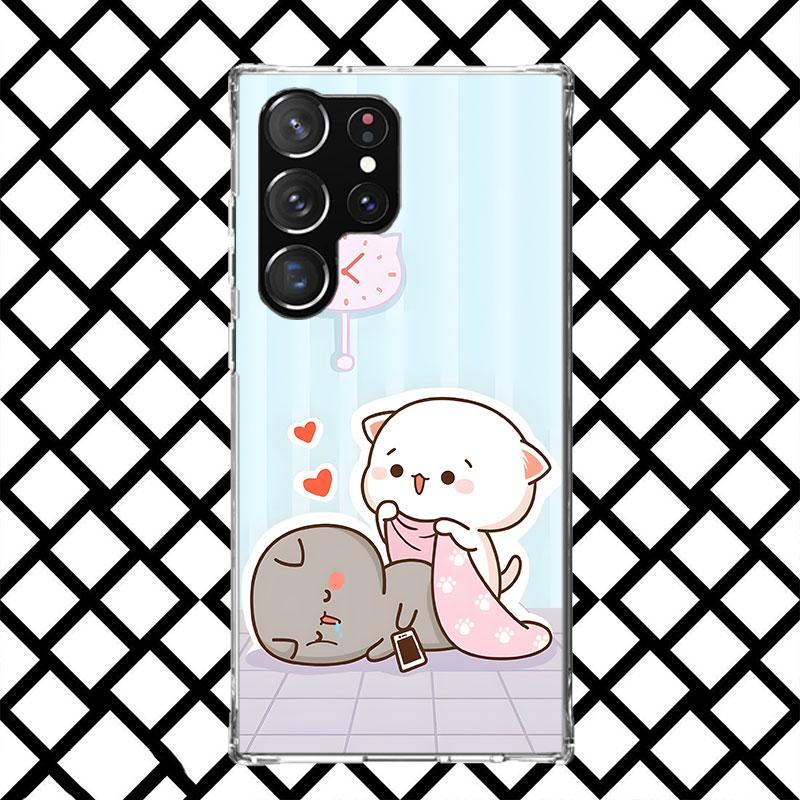 

Cute Peach Goma Cat Phone Case for Samsung Galaxy S26 S25 Edge S24 S23 Ultra S22 Plus S21 FE S20 + Soft Cover Print Fundas Galax Samsung S22 Plus