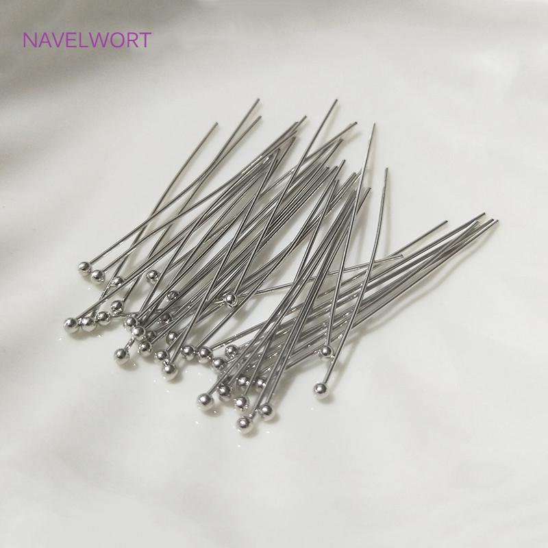 50pcs/bag 20-50mm Flat Head Pin/Ball Head Pin /Eye Pins 18K Gold Plated/Platinum Plated Pins For DIY Jewelry Making Supplies