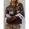 Casual Diamond Jacquard Knit Cardigan Sweater Female Fall and Winter Lazy Wild Fashion Long-sleeved Top Tide