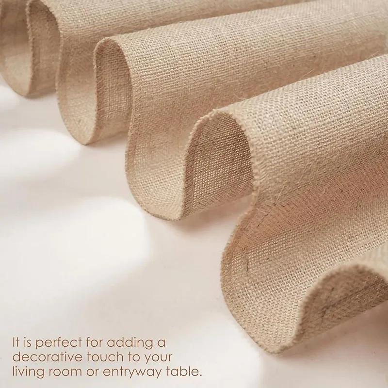 30cm Width Jute Linen Vintage Natural Table Runner Burlap Rustic Khaki Party Country Wedding Christmas Decoration Chair Decor