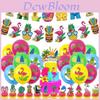 Hawaiian Theme Party Decorations Set Paper Cake Insert Balloons Bunting Flags