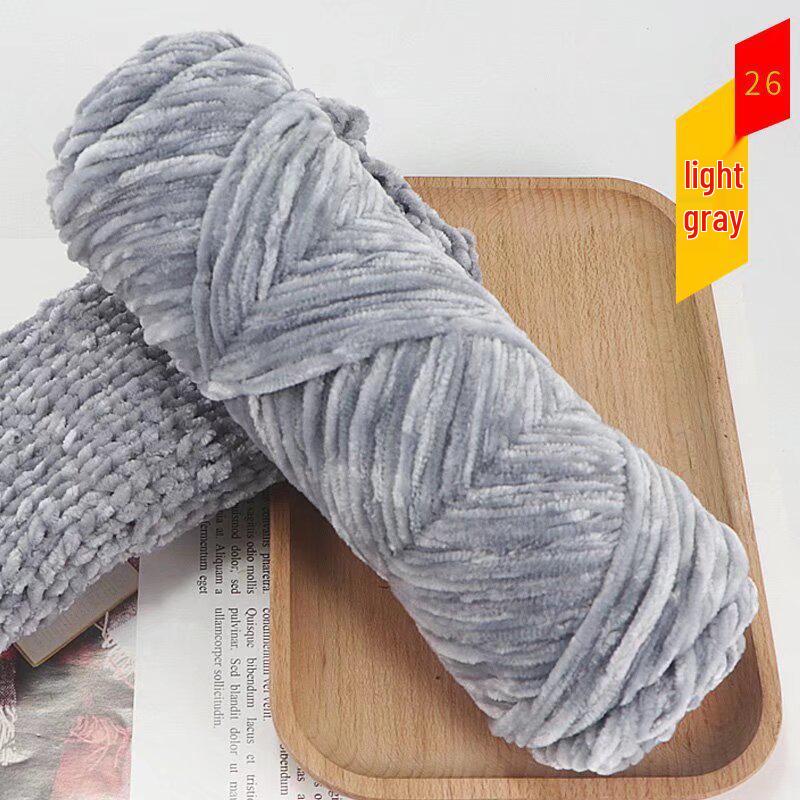 Chenille Golden Silk Velvet Yarn Ball - Medium Thick Glossy Yarn for Hand Knitting and Crochet Slippers.