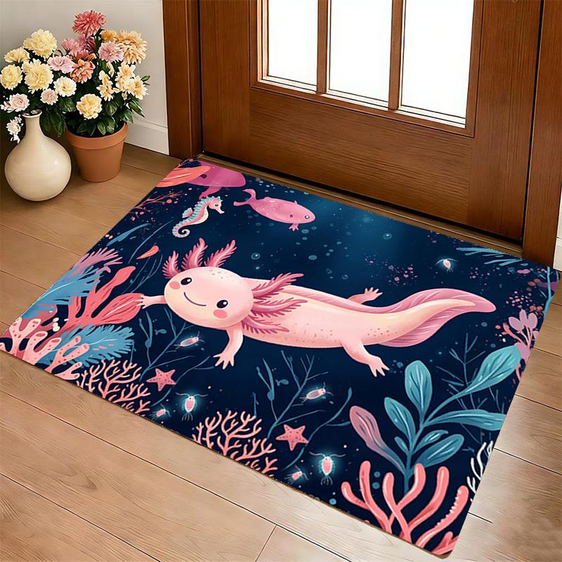 Axolotl Ozean Wohnzimmer Rutschfester Bereichsteppich Weicher Teppich für Schlafzimmer Spielzimmer Sofa Büro Heimdekoration Fußmatte Weihnachtsgeschenk C92929