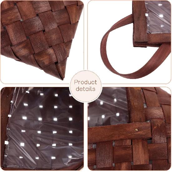 UPKOCH Wooden Woven Hanging Basket - Rattan Wall Planter, Wicker Flower Pot Holder, Garden Decoration, Multi-Functional Storage for Vegetables,