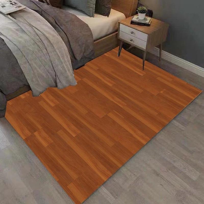 Rectangular Staggered 3d Planks Carpet Geometric Wood Grain Mats Entrance Non-Slip Floor Rug for Living Room Bedroom Home Decor