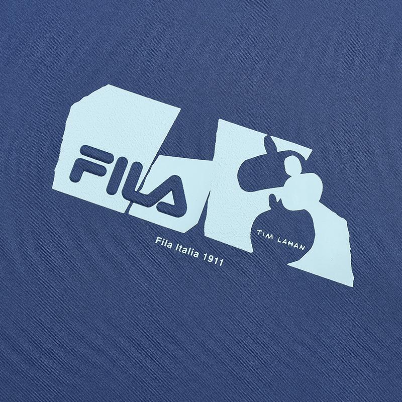 Fila Original Fashion Creative Logo Print Versatile Round Neck Short Sleeve T-Shirt Men T-Shirts Sky-Blue F51M529111F-DB