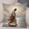 Catoon Jesus Christ Cushion Cover for Sofa Home Double Print Decor Colorful Christ Savior Pillow Case Soft Plush Pillowcase