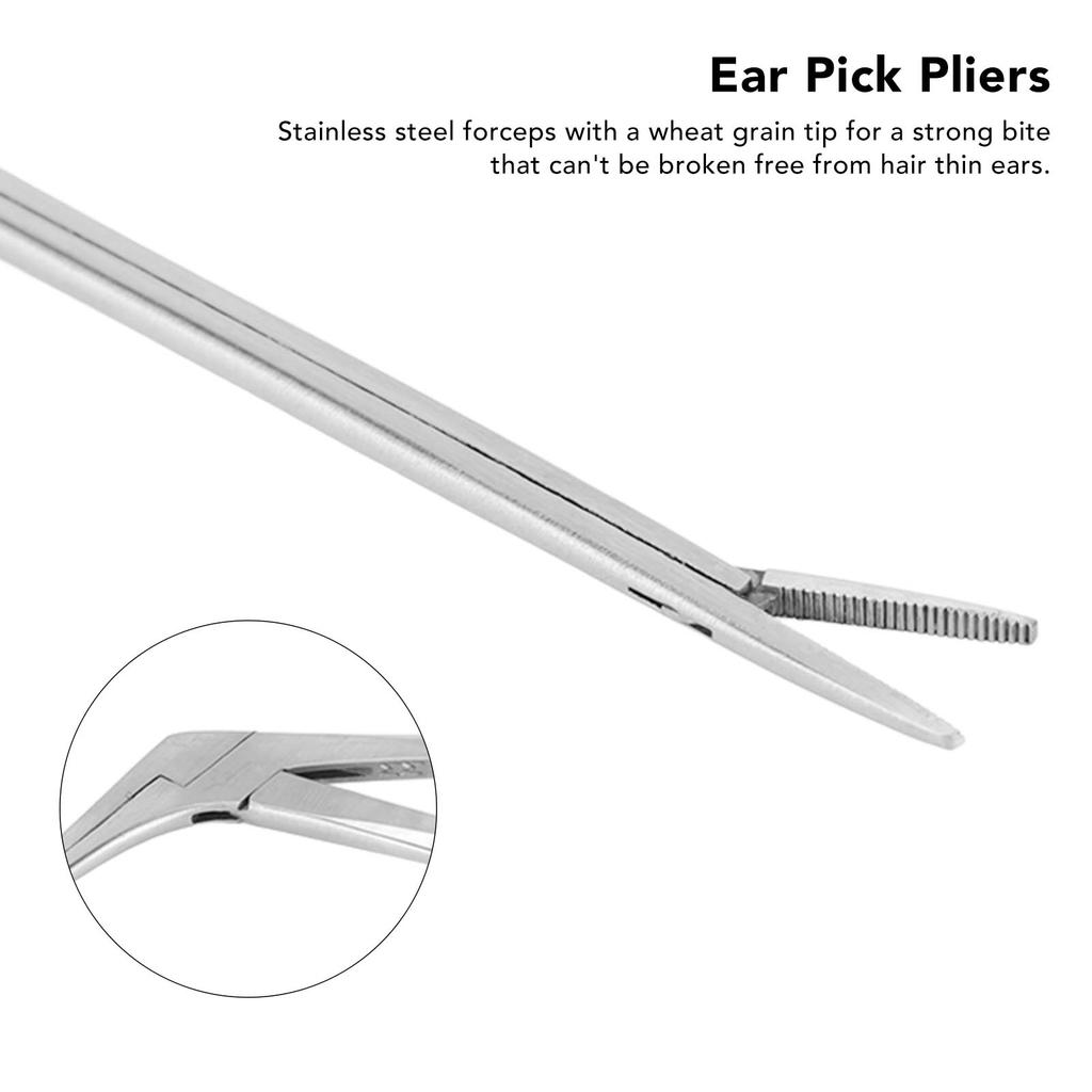Ear Forceps Professional Strong Bite Stainless Steel Ear Pick Pliers for Home Hospital 4.3in