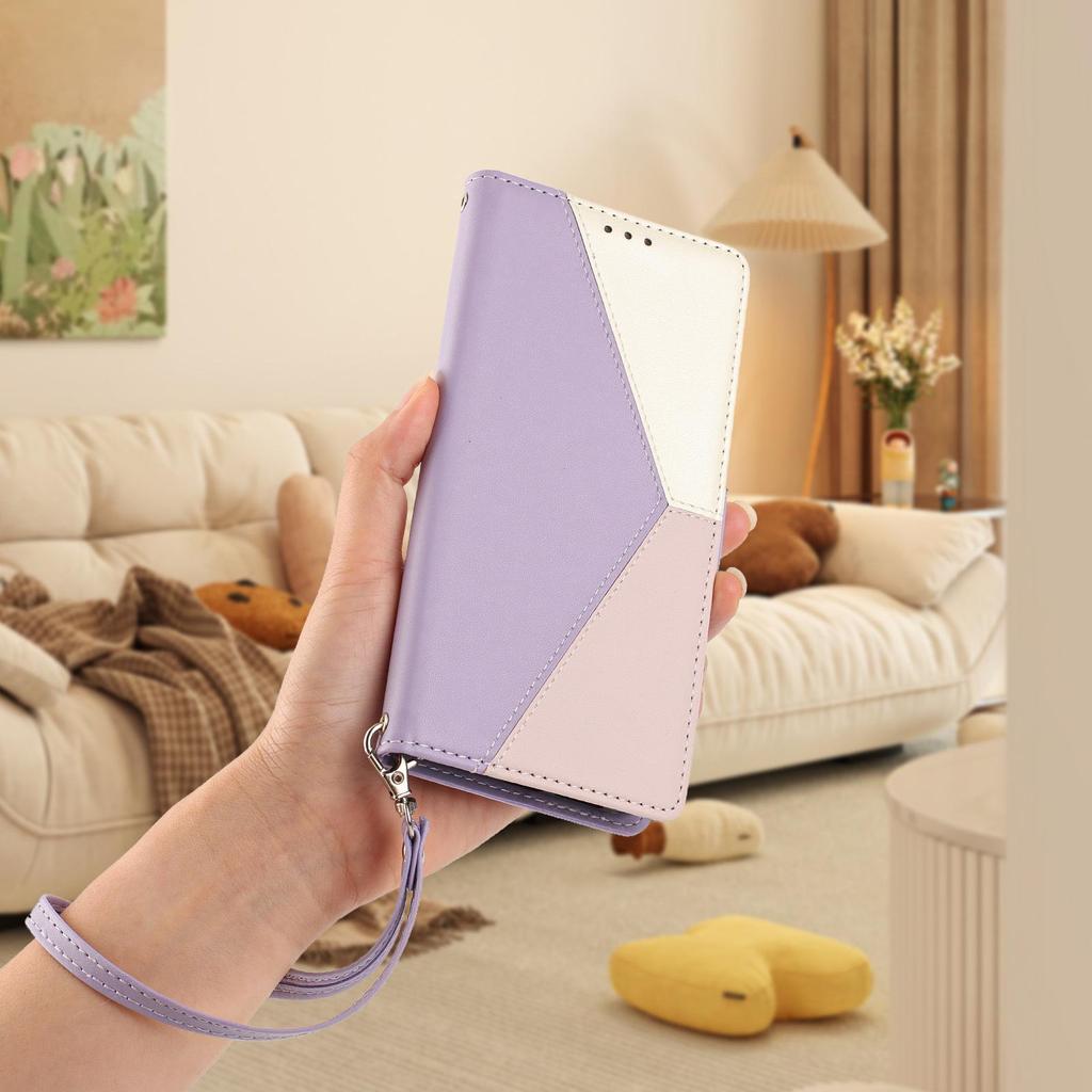 Cubot P80 Leather Case: Three-Color Patchwork Design with Contrast Card Slot for Max 5 5G Protection