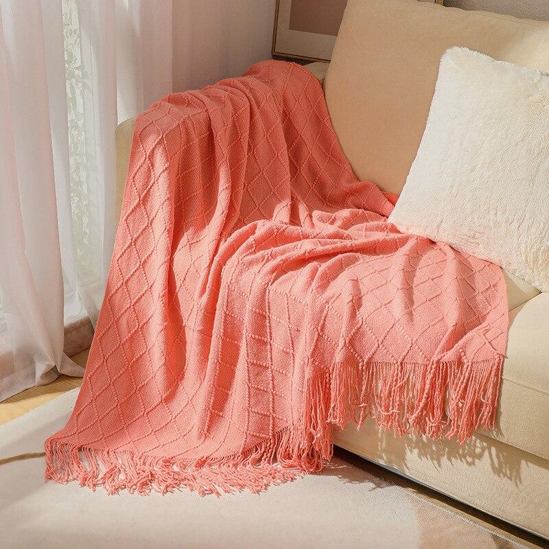 Coperta Plaid a Maglia con Nappe Morbida Stile Bohemien per Letto Divano Copriletto Decorazioni Coperte