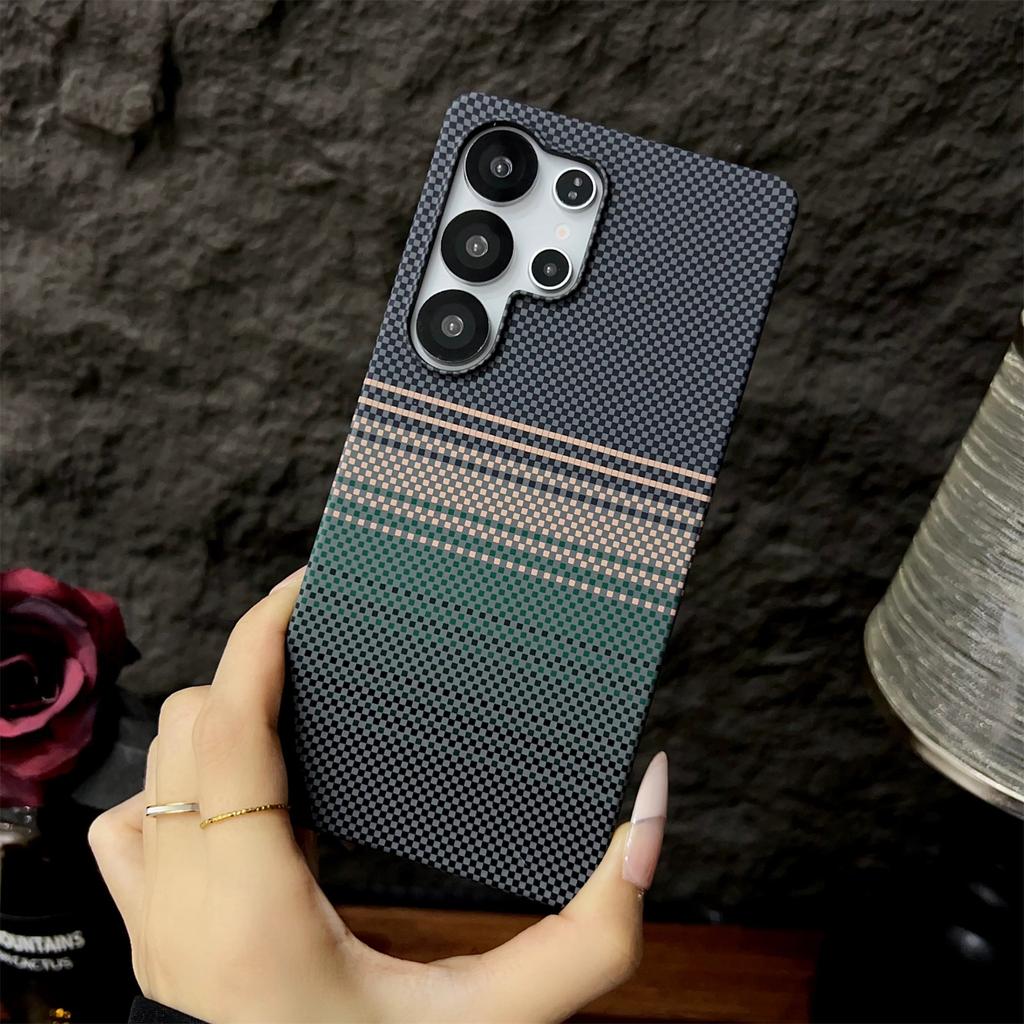 Magnetic Phone Case for Samsung Galaxy S24 S25 + Plus Ulta Kevlar Pattern Carbon Fiber Texture Matte Heat Dissipation Cover