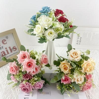 5 Heads Of Fresh And Rich Roses Simulated Flower Living Room Dining Table Wedding Shooting Props Camping Decoration