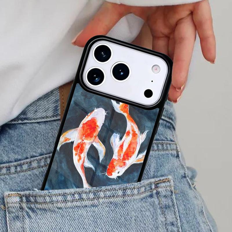 Koi Carp Fish Art Phone Case for iPhone 17ProMax 12 13 14 15 16e 17 Pro Max Plus Air Cover