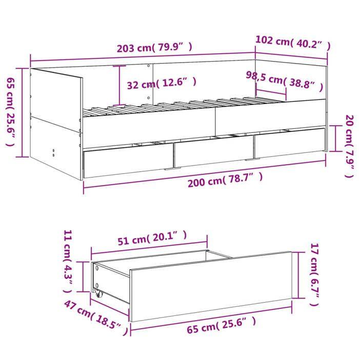 VidaXL Daybed with Drawers, Sofa Bed with Storage, Guest Bed, Living Room Bedroom Furniture, Modern, White 3280811