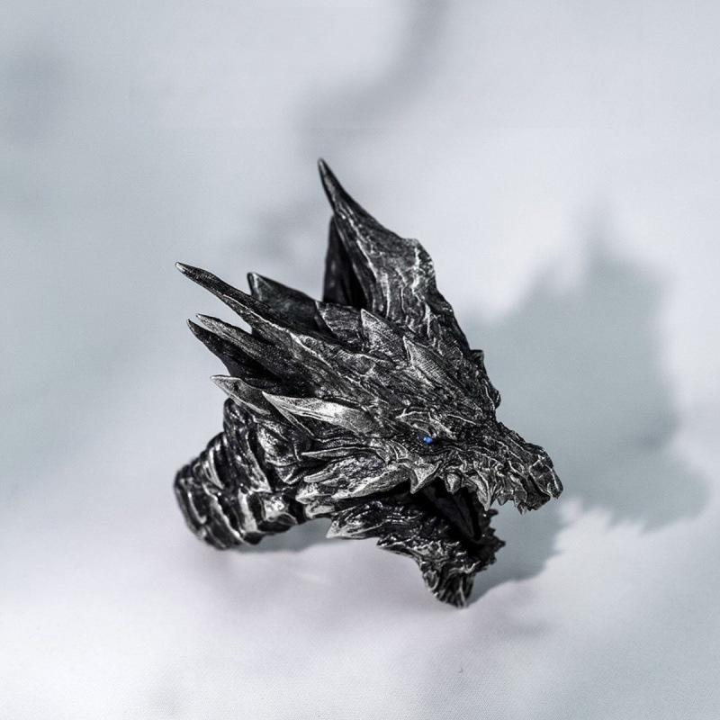 Vintage Steel Dragon Open Ring Men's Punk Domineering Finger Trigger Jewelry