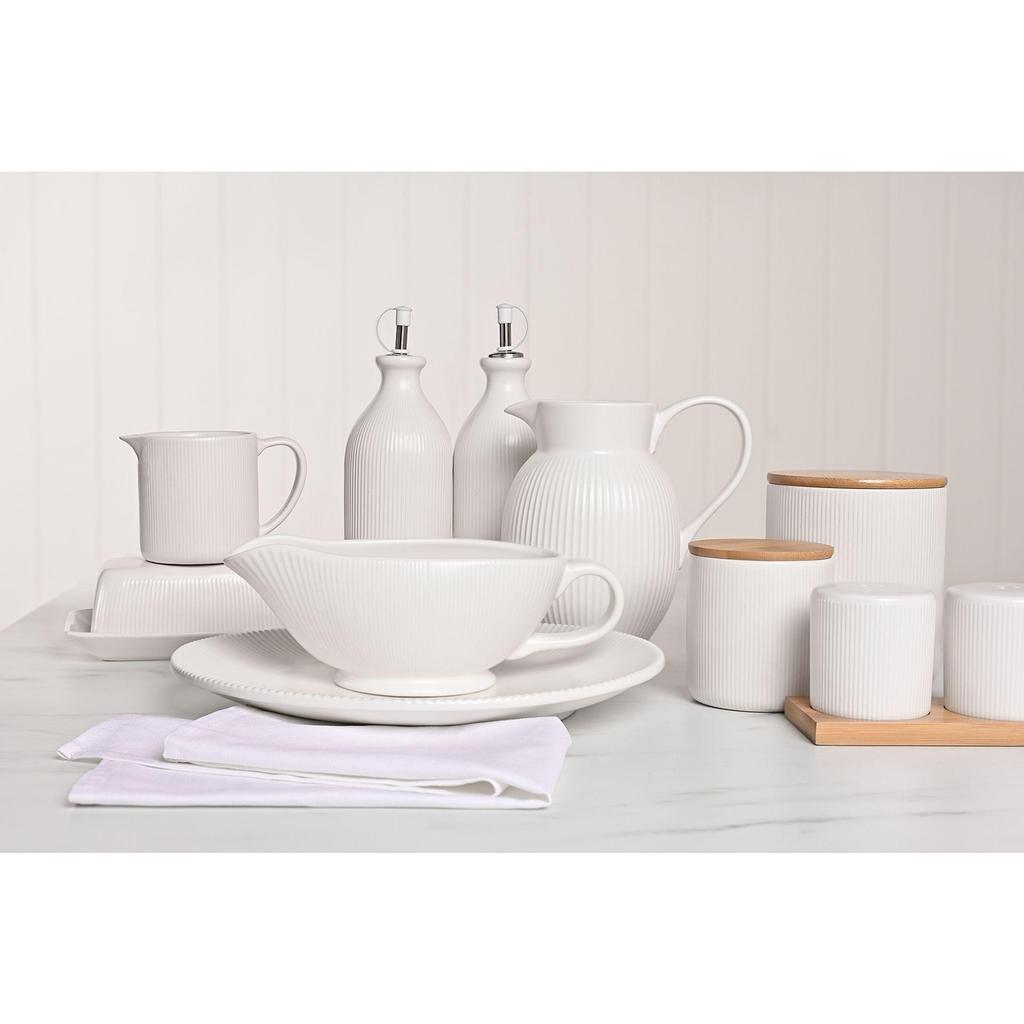 Hestia White Ribbed Pitcher Jug